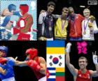 Πόντιουμ Πυγμαχία ελαφρύ - 60 kg ανδρών, Vasyl Lomachenko (Ουκρανία), Han Soon-Chul (Νότια Κορέα), Yasniel Toledo (Κούβα) και Evaldas Petrauskas (Λιθουανία) - Λονδίνο 2012 -